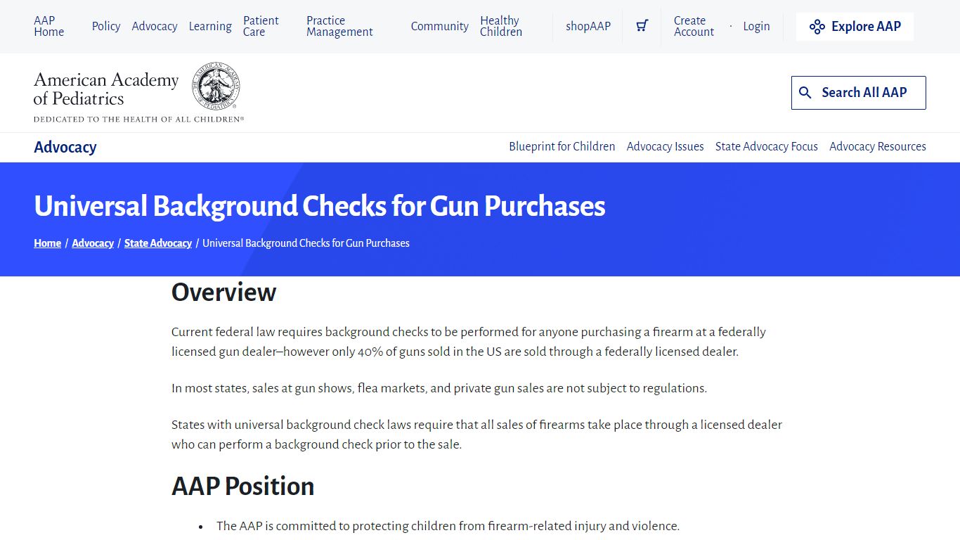 Universal Background Checks for Gun Purchases - AAP
